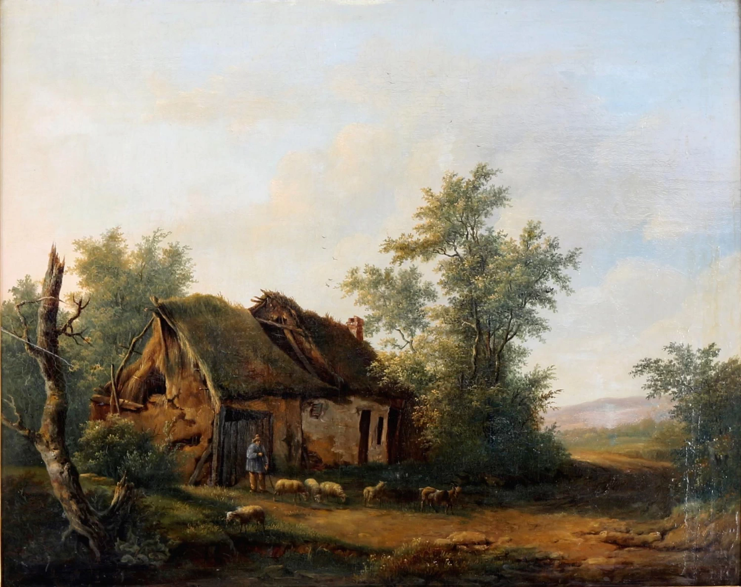 Balthasar Ommeganck - Pastore a riposo con pecora e asino